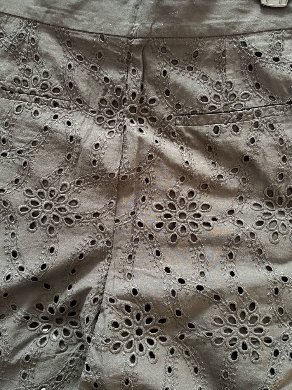 Zara Black Openwork Embroidery Eyelet‎ Cropped Trousers Size L NWT - Picture 15 of 16